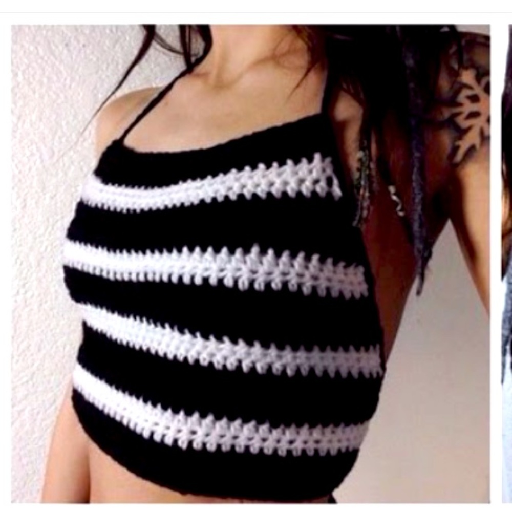 Lunarfox Rasta knitted Boho chic crop top small